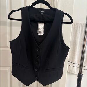 Express Black V-Neck Buttoned Vest